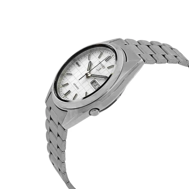 Seiko 5 Grid Dial Automatic Silver-tone Men's Watch- SNXF05k